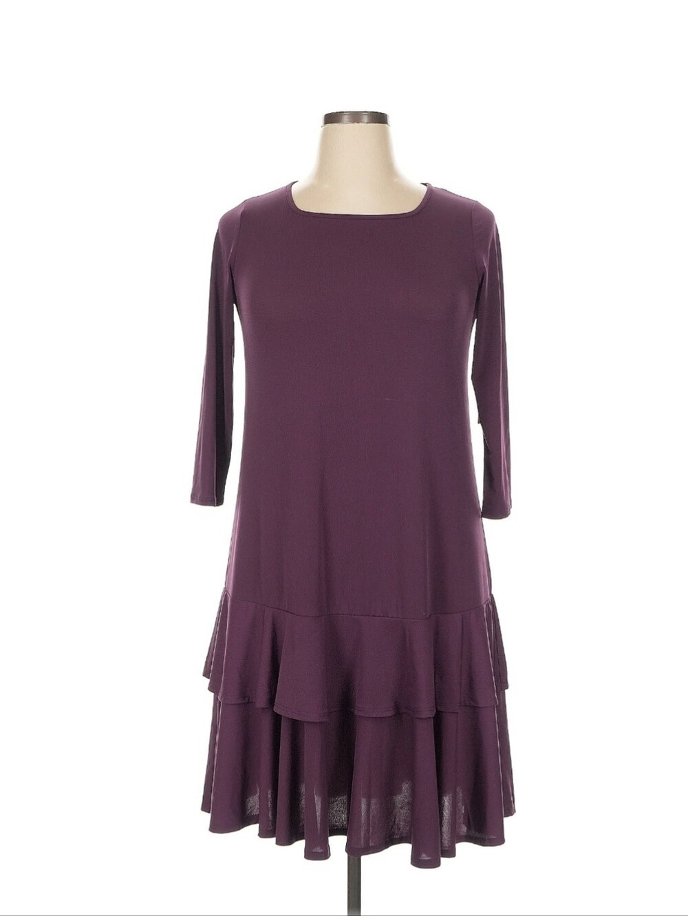 Kiyonna Purple Tiered Ruffle Long Sleeve Dress Size 0X (10-12)